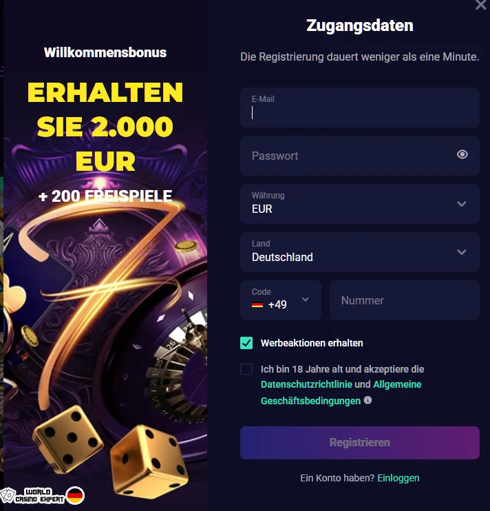 Wie registriert man ein neues Konto bei Lucky7even?